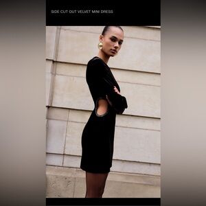 Zara - Side Cut Out Velvet Mini Dress